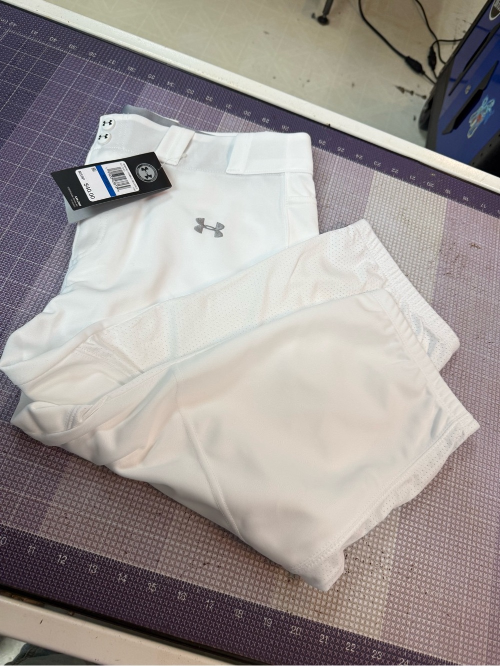 Under Armour White Performance Athletic Shorts with Logo Softball